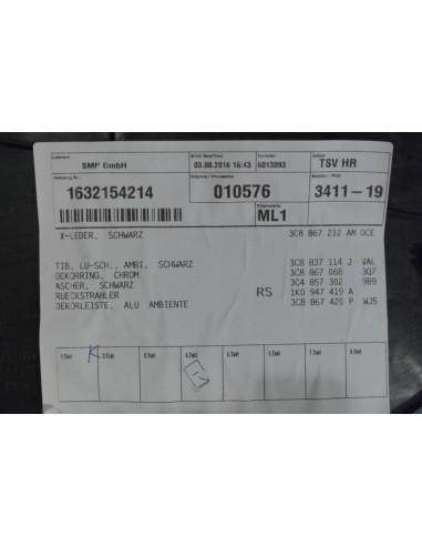 VW CC LIFT TAPICERKA DRZWI PRAWY TYŁ SKÓRA