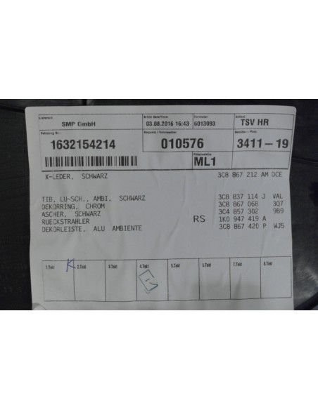 VW CC LIFT TAPICERKA DRZWI PRAWY TYŁ SKÓRA