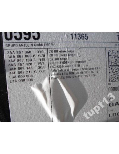 VW PASSAT B7 TAPICERKA DRZWI PRAWY TYŁ BEŻOWA