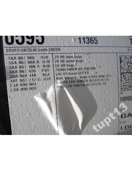 VW PASSAT B7 TAPICERKA DRZWI PRAWY TYŁ BEŻOWA