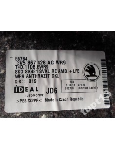 SKODA SUPERB III SEDAN TAPICERKA BAGAŻNIKA PRAWA 2