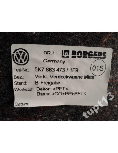 VW GOLF VI CABRIO TAPICERKA OSŁONA 5K7863473