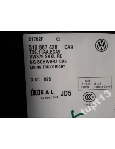 VW GOLF SPORTSVAN TAPICERKA BAGAŻNIKA 510867428