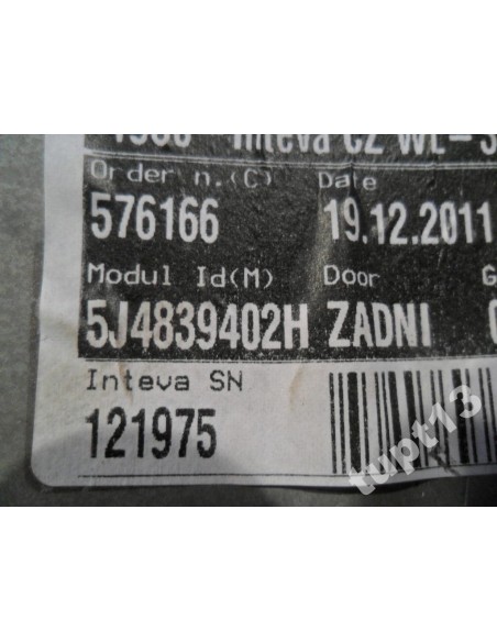 SKODA FABIA II MECHANIZM SZYB PRAWY TYŁ 5J4839402H