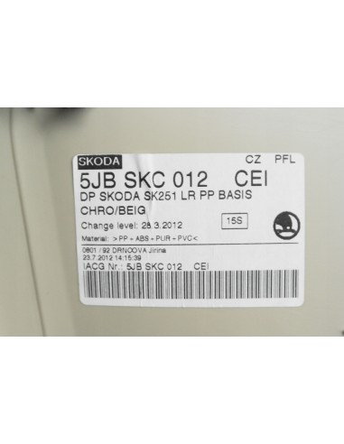 SKODA RAPID 2012-13 TAPICERKA DRZWI PRAWY PRZÓD