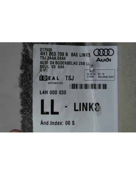 AUDI A8 4H DYWAN WYKŁADZINA WNĘTRZA 4H1863709 B