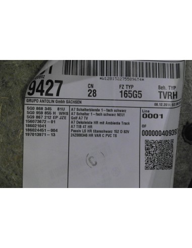 VW GOLF VII TAPICERKA DRZWI PRAWA TYLNA SKÓRA