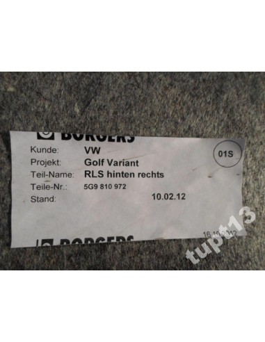 VW GOLF VII KOMBI NADKOLE TYLNE PRAWE 5G9810972