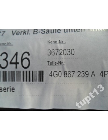 AUDI A6 4G0 TAPICERKA SŁUPKA LEWA 4G0867239A