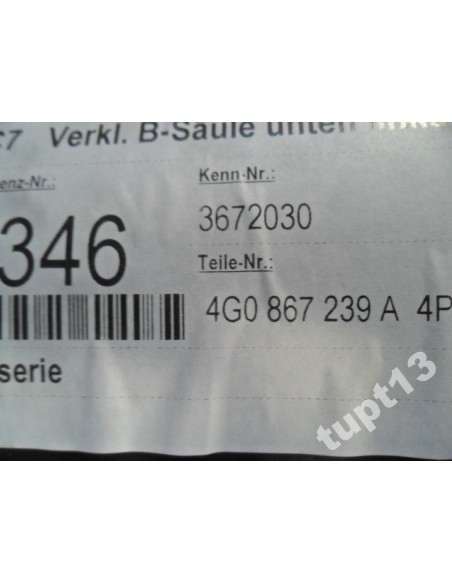 AUDI A6 4G0 TAPICERKA SŁUPKA LEWA 4G0867239A