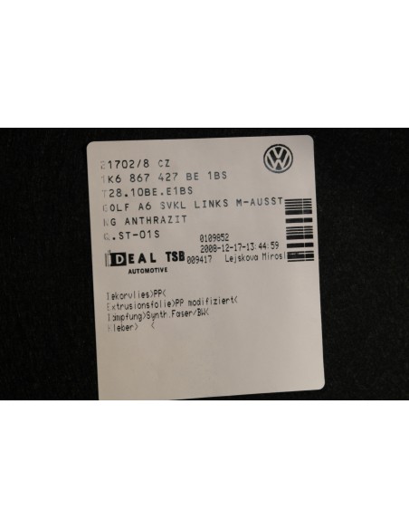 VW GOLF VI TAPICERKA BAGAŻNIKA LEWA 1K6867427