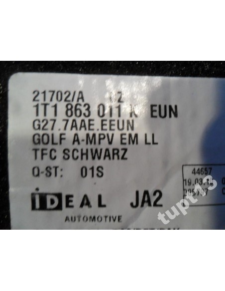 VW TOURAN 11-14R DYWANIKI WELUROWE ORYGINAŁ 3 SZT.