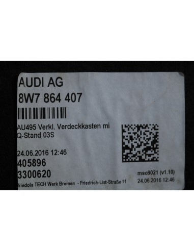 AUDI A5 S5 CABRIO 8W7 OSŁONA POJEMNIKA DACHU