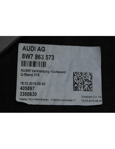 AUDI A5 S5 CABRIO 8W7 TAPICERKA BAGAŻNIKA