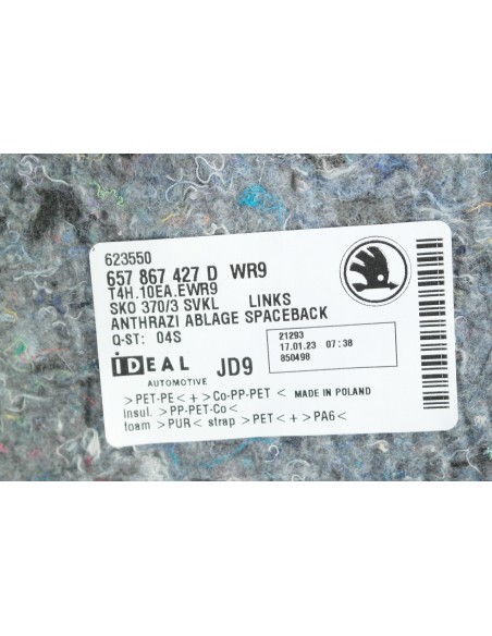 SKODA SCALA TAPICERKA BOCZEK BAGAŻNIKA LEWY 657867427D