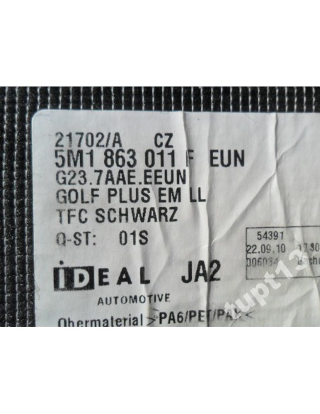 VW GOLF VI PLUS DYWANIKI WELUROWE KOMPLET ORYGINAŁ