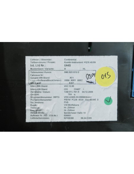 VW AUDI SKODA LICZNIK 1.4 TSI 5M0920870D