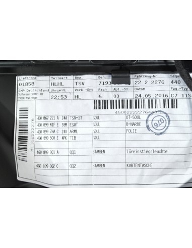 AUDI A6 4G0 C7 LIFT TAPICERKA DRZWI LEWA TYLNA