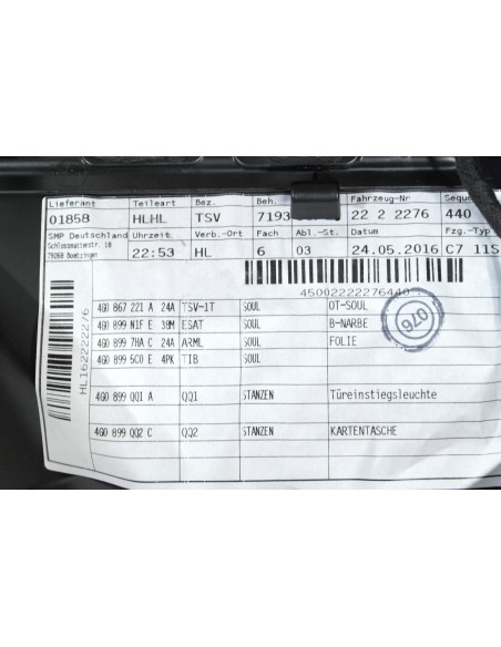 AUDI A6 4G0 C7 LIFT TAPICERKA DRZWI LEWA TYLNA