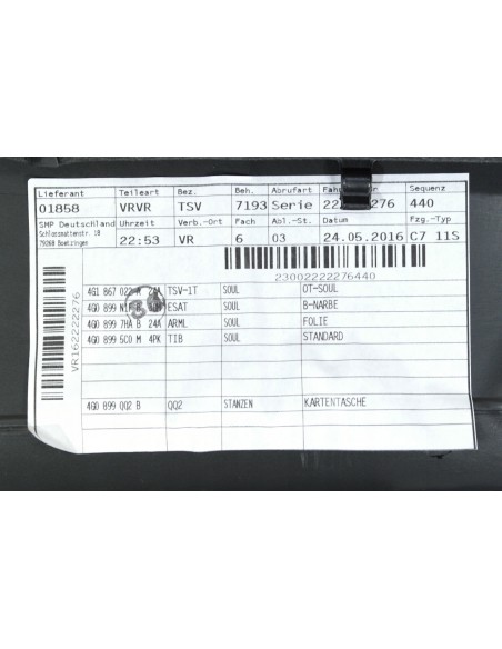 AUDI A6 4G0 C7 LIFT TAPICERKA DRZWI PRAWA PRZEDNIA