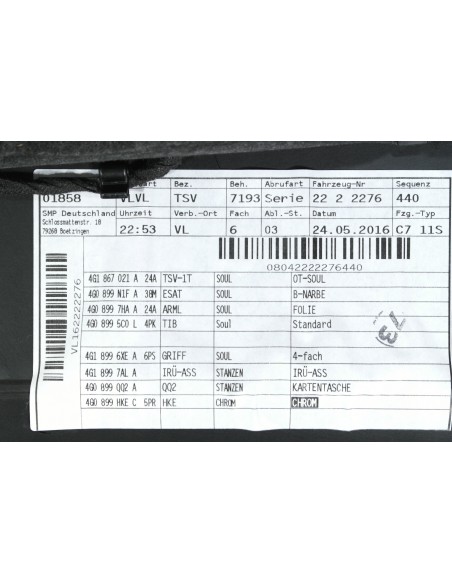 AUDI A6 4G0 C7 LIFT TAPICERKA DRZWI LEWA PRZEDNIA