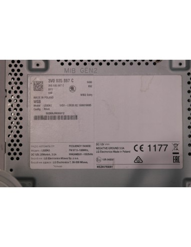 SKODA SUPERB RADIO WYŚWIETLACZ 3V0035867C