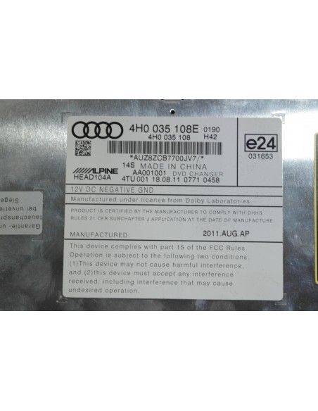 AUDI A6 A7 C7 4G A8 D4 4H ZMIENIARKA PŁYT DVD 4H0035108E