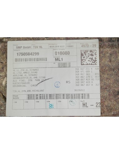 VW ARTEON TAPICERKA DRZWI LEWA TYLNA