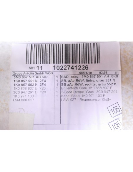 VW GOLF VI PLUS PODSUFITKA 5M0867501AH