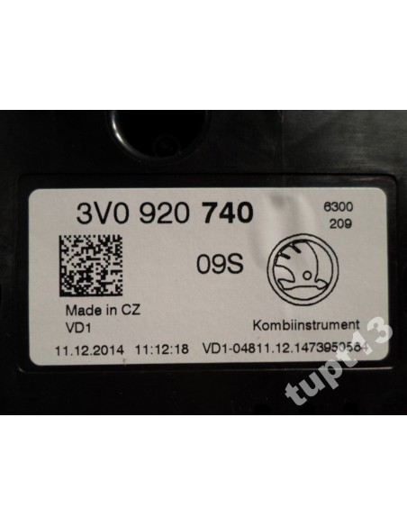 SKODA SUPERB III 1.4 TSI LICZNIK 3V0920740