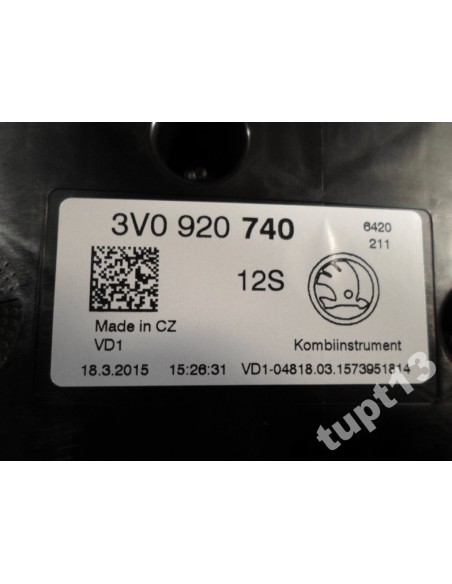 SKODA SUPERB III LICZNIK 3V0920740