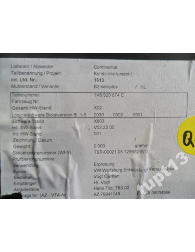 VW SCIROCCO 08-14R 2.0 TSF LICZNIK 1K8920874C