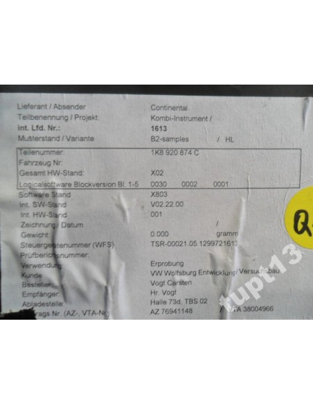 VW SCIROCCO 08-14R 2.0 TSF LICZNIK 1K8920874C
