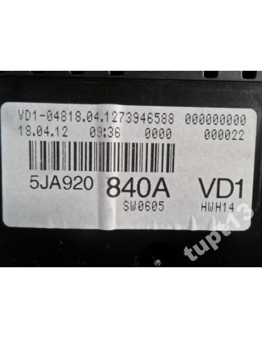 SKODA RAPID 12-13 LICZNIK ZEGAR 5JA920840 A