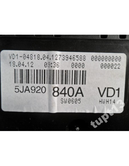 SKODA RAPID 12-13 LICZNIK ZEGAR 5JA920840 A