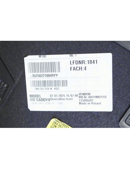 FORD TOURNEO CONNECT MK3 VW CADDY V MAXI BOCZEK BAGAŻNIKA PRAWY 2K4867036K