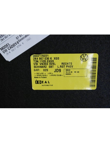 FORD TOURNEO CONNECT MK3 VW CADDY V MAXI BOCZEK BAGAŻNIKA PRAWY 2K4867036K