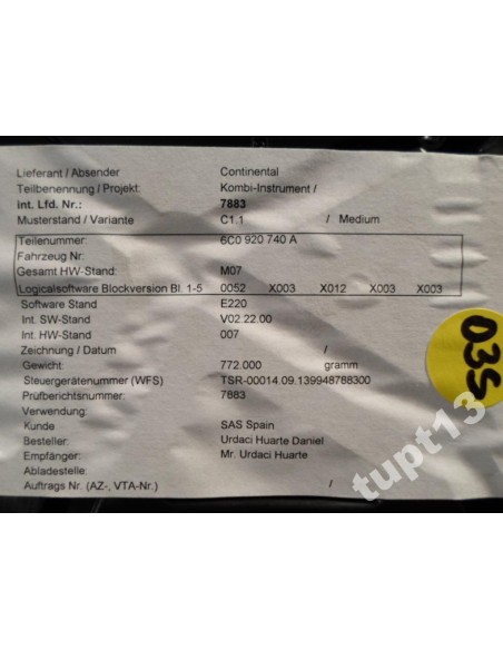 VW POLO 6R0 09-2015 R LICZNIK 6C0920740A