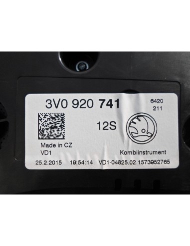 SKODA SUPERB III 1.6 TDI LICZNIK 3V0920741