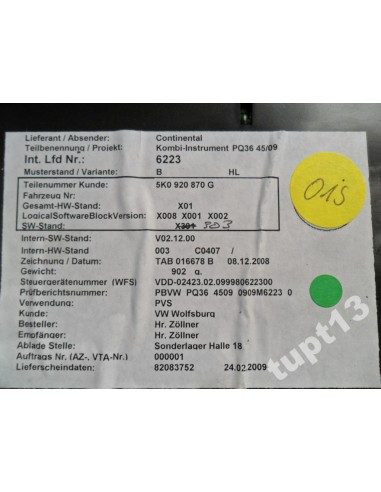 VW GOLF VI LICZNIK TDI 5K0920870G