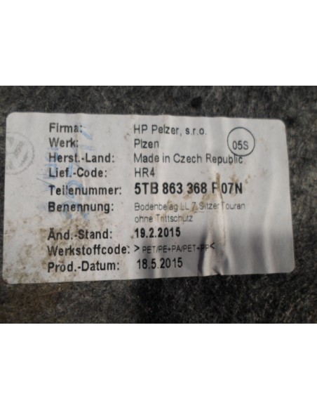 VW TOURAN III 5T DYWAN WYKŁADZINA WNĘTRZA 7-OSÓB