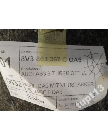 AUDI A3 8V0 DYWAN WNĘTRZA 8V3863367C CZARNY 3-D