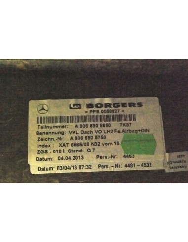 CRAFTER SPRINTER PODSUFITKA KABINY A9066908650