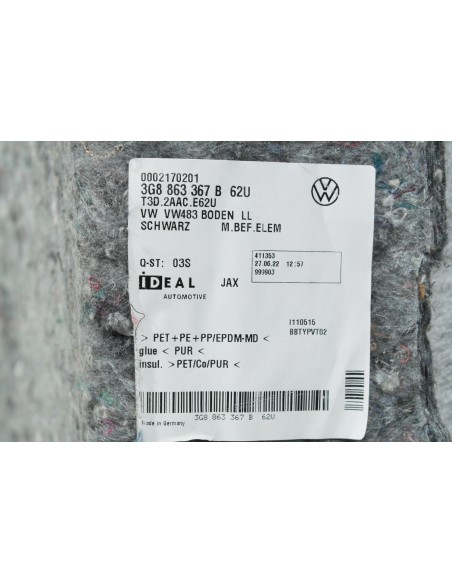 VW ARTEON SHOOTING BRAKE FL DYWAN WYKŁADZINA WNĘTRZA 3G8863367B