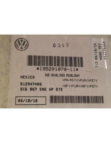 VW JETTA 5C6 PODSUFITKA 5C6867506