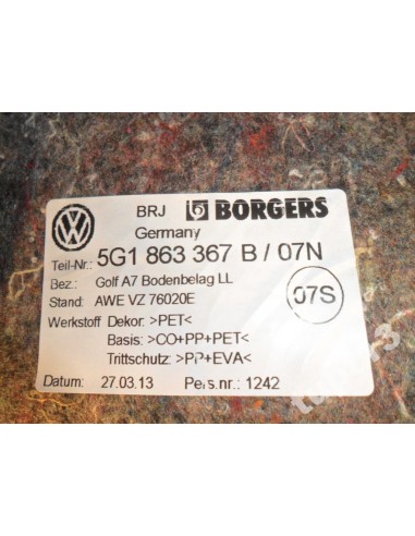 VW GOLF VII KOMBI DYWAN WYKŁADZINA WNĘTRZA