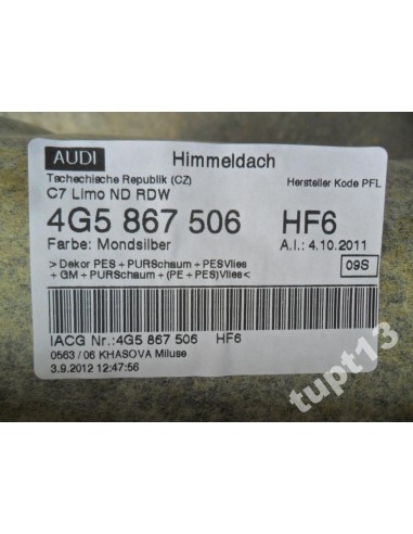 AUDI A6 4G0 SEDAN PODSUFITKA 4G5867506
