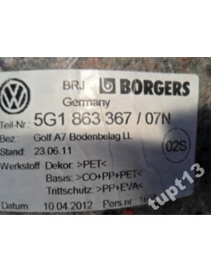 VW GOLF VII DYWAN WYKŁADZINA WNĘTZRA CZARNA 2