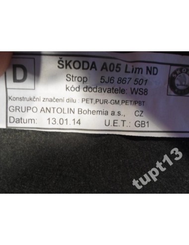 SKODA FABIA II WERSJA 5-D PODSUFITKA ORYGINAŁ