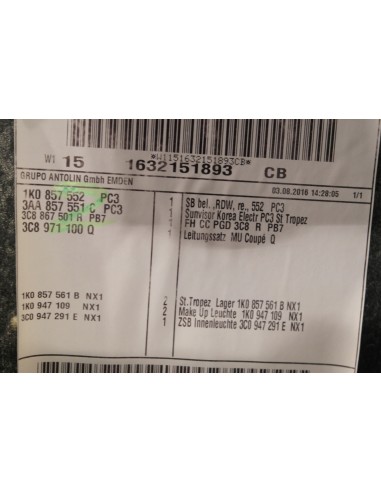 VW CC LIFT PODSUFITKA 3C8867501